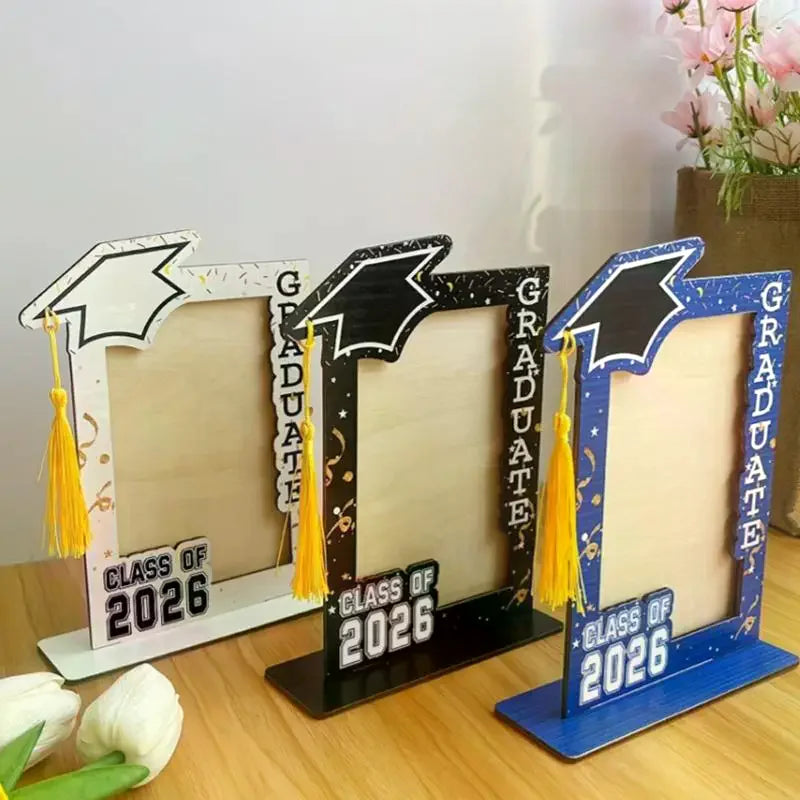 Wooden Graduation Photo Frame With Grad Cap Diploma Decor Class Of 2026 Ideal Grad Gifts Desk Decor Souvenir
