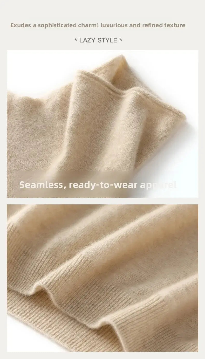Beige cashmere sweater featuring a soft seamless knit and refined texture as a slim merino wool turtleneck vest for women base layer.
