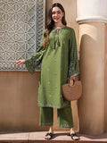 2pcs Boho Chic Ethnic Print Salwar Suit Lightweight Non-See-Through Ramadan Fashion with Flared Cuffs & Hem for Outdoor Events