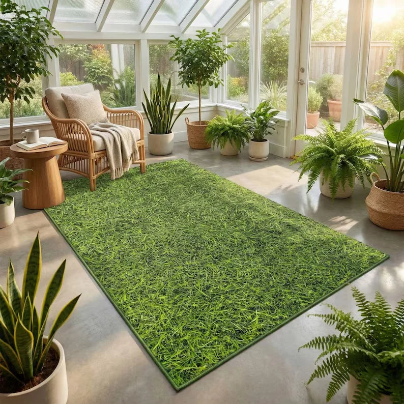 Keep Off Rug Green Rug Grass Pattern Rug Modern Rug Runner Rug Home Decor Area Rug for Living Room Housewarming Gift