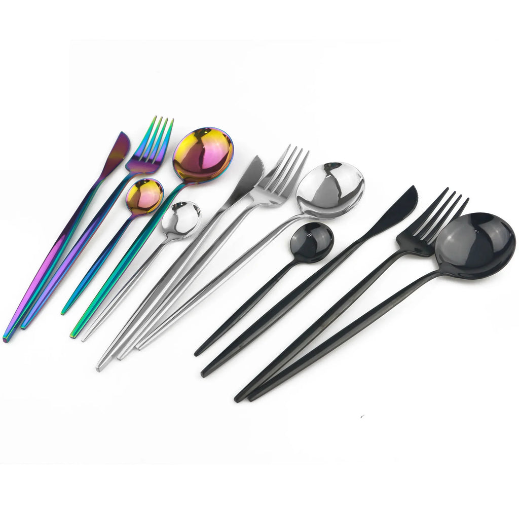 8Pcs Table Dinner Fork Stainless Steel Dessert  Fork Tableware Forks Set Black Cutlery Dinnerware Kitchen Accessories