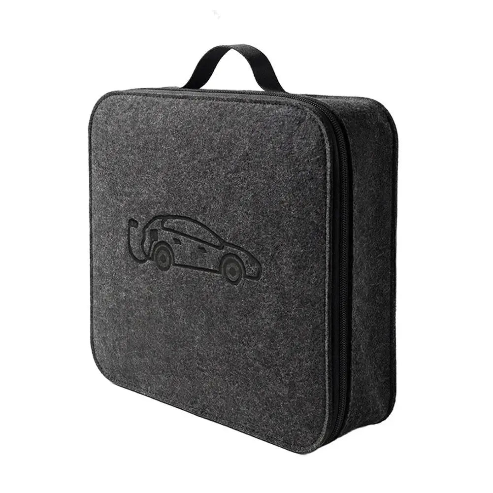 Charging Cable Storage Bag 1PC Carrying Case For Electric Vehicle Charger Portable Square Round Trunk Organizer Car Accessories