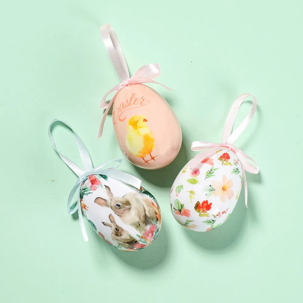 Party Favor Painted Foam Easter Eggs Colorful DIY Craft Hanging Easter Egg Happy Easter Handmade Easter Egg Props Easter Party