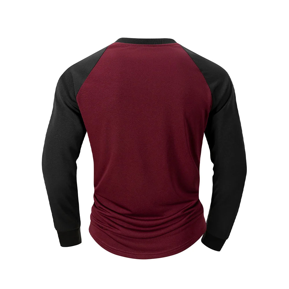 Men's T-shirts O-neck Long Sleeve Casual Raglan Sleeves Color Matching for Men Spring Basic T-shirt Top Men's Clothing