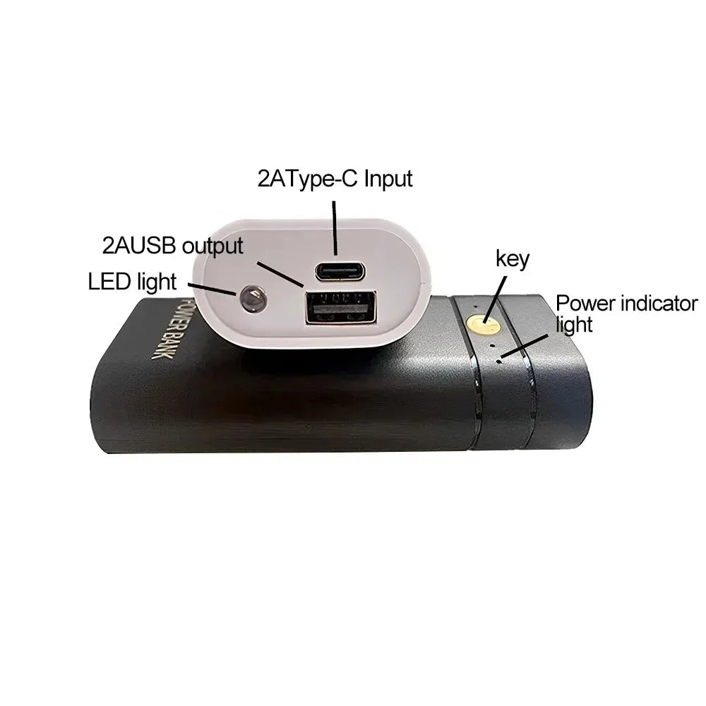DIY Power Bank Box For Phone Electronic Charging Batteries 6000mAh 5V 2X 18650 Power Bank Case USB Type-C Battery Charger Case