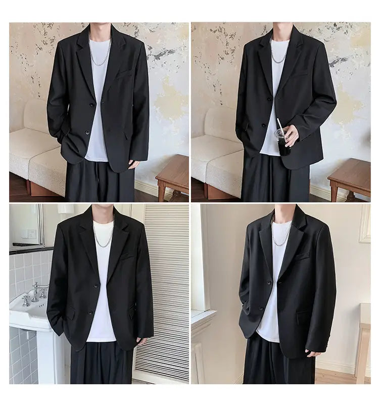 Herren-Casual-Sakko in Schwarz mit elegantem modernem Schnitt und dezentem Strukturmuster