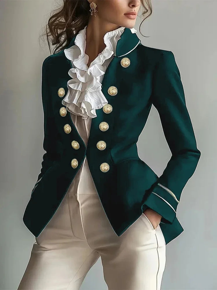 Elegant Tailed Blazers Coat For Women 2026 Tops Chic Stand Collar Long Sleeve Jacket Outerwear Office Lady Spring Autumn Fashion