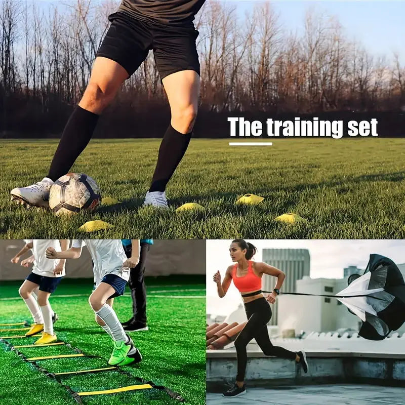 yellow agility ladder made of durable material designed for athletic training in the soccer speed training parachute and agility ladder kit