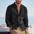 2025 New Men's Retro Tops Shirts For Man Shirt Solid Color Casual Collar Cardigan Fashion Versatile Top Street Trendy Shirt