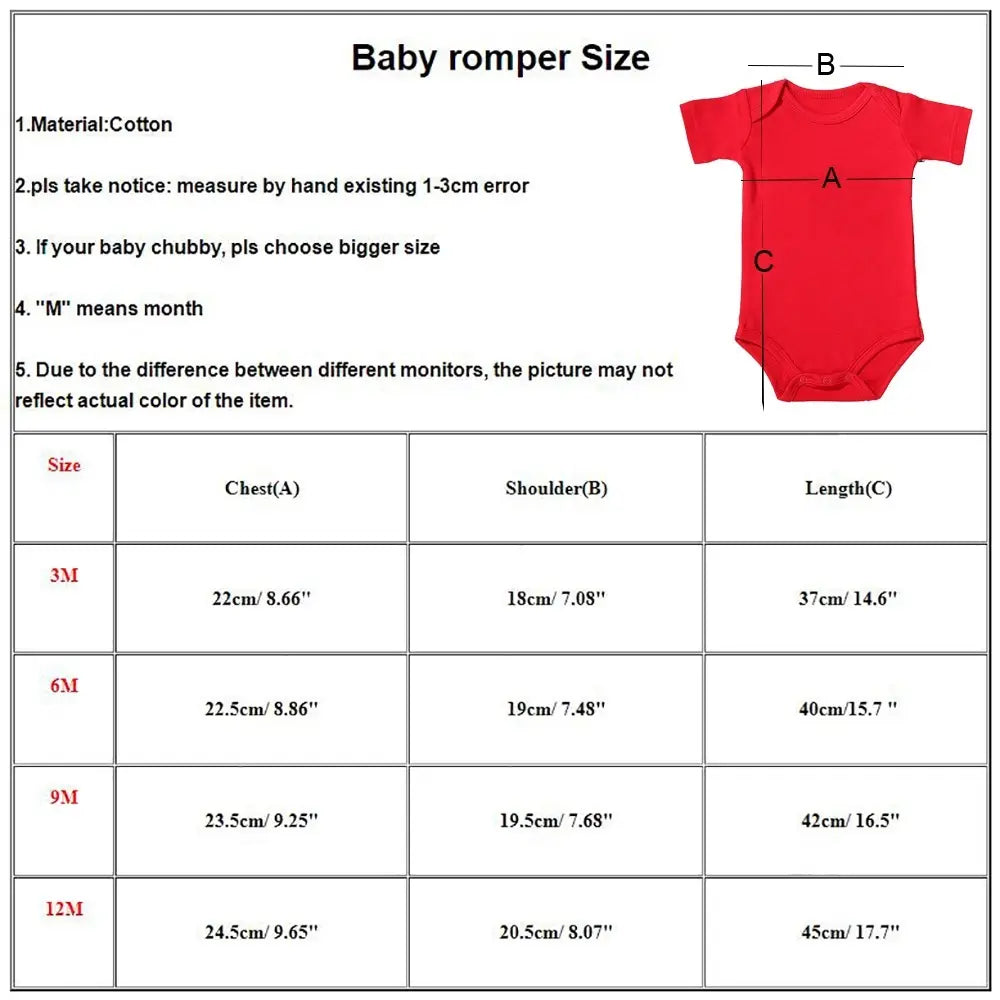 Combinaison-bermuda en coton rouge pour bébé pour le premier nouvel an, à manches courtes et ouvertures aux jambes.