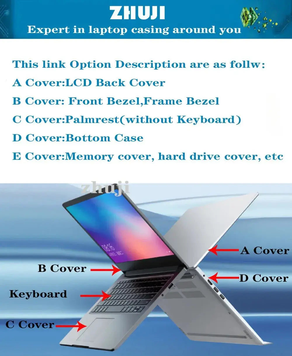 ordinateur portable argenté au design minimaliste épuré et écran ouvert affichant un fond d’écran coloré pour les pièces du châssis d’ordinateur portable Thinkpad E570, E570c, E575