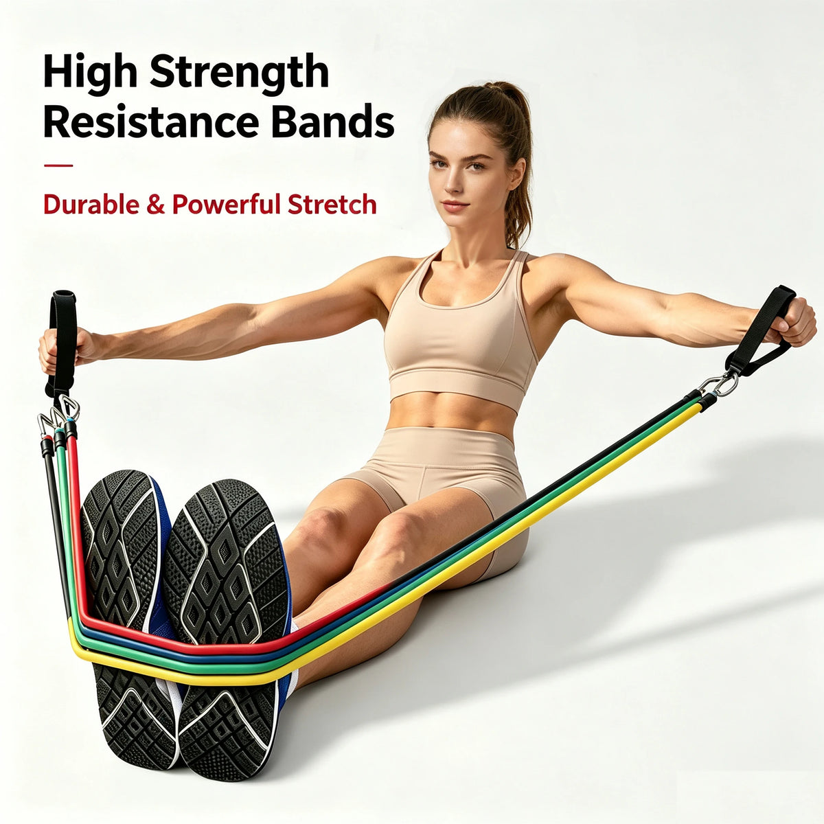 11Pcs Resistance Bands Set Portable Fitness Pull Rope Elastic Exercise Band with Door Anchor Ankle Strap Handles Home Gym Workou