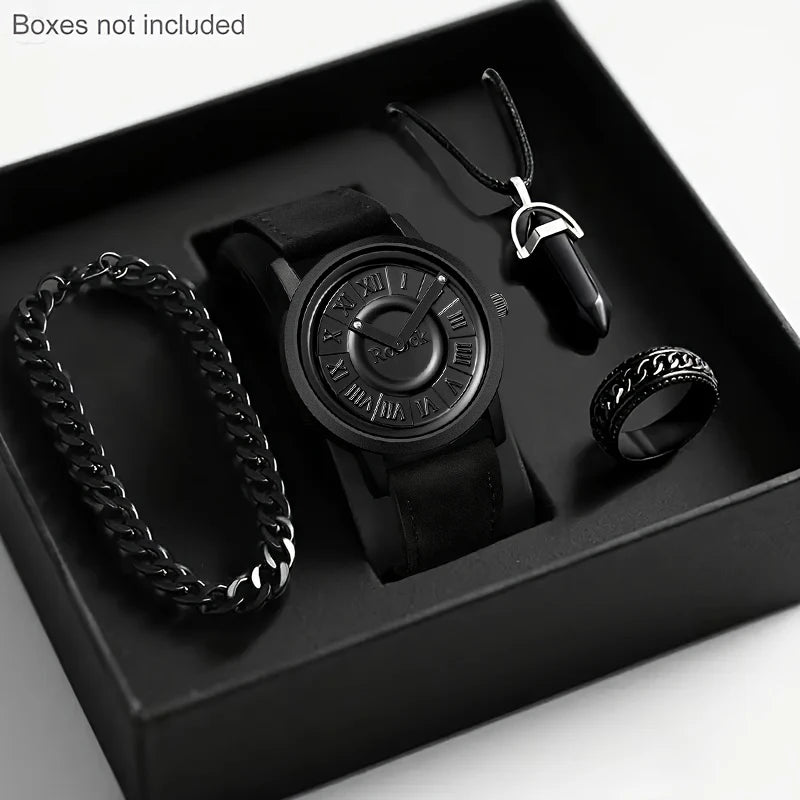 4pc/Set Men's Fashion Watches and Accessories, Business Fashion Watches, Perfect for Daily Commuting, Perfect Gift for Friends