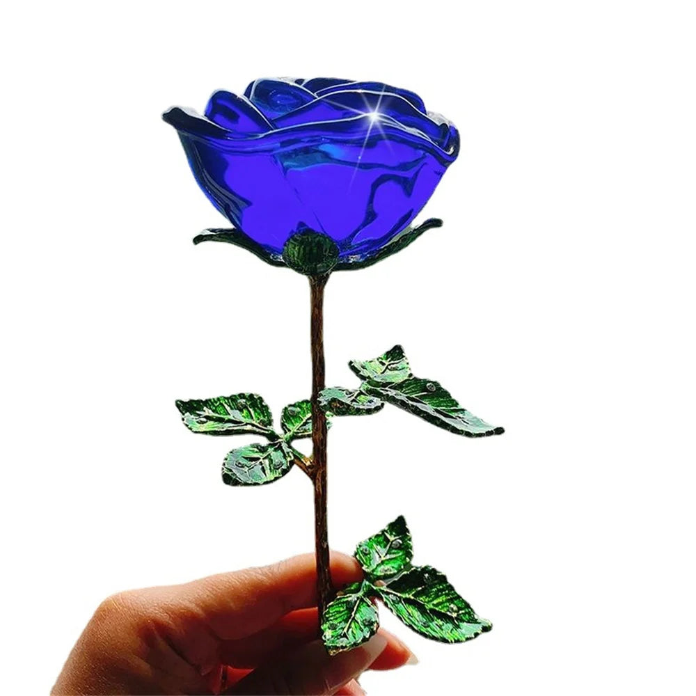 Valentines Day Gift Handcrafted Wedding Gifts Valentines Day Rose Transparent Crystal Glass Rose For Valentine's Day Girlfriend