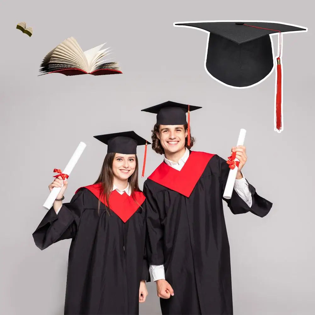 Graduation Cap With Tassel Bachelors Hat With Adjustable Size Elastic Band Graduation Master Degree Graduation Ceremony Hats