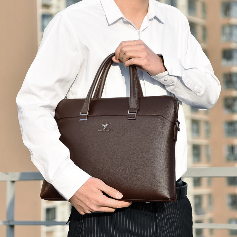 Brand Briefcases for Men Leather Executive Business Office 15.6 Inch Laptop Portfolio Large Bag Documents Men's Handbag Tote Bag
