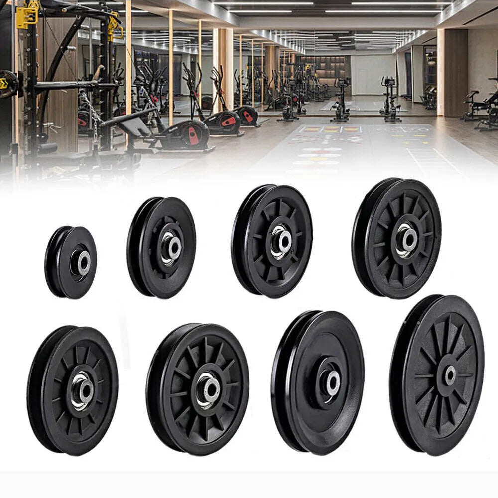 Fitness Equipment Parts Pulley Wheel Black Cable Machine Part Nylon Pulley Light Weight Good Wear Resistance Nylon Bearing