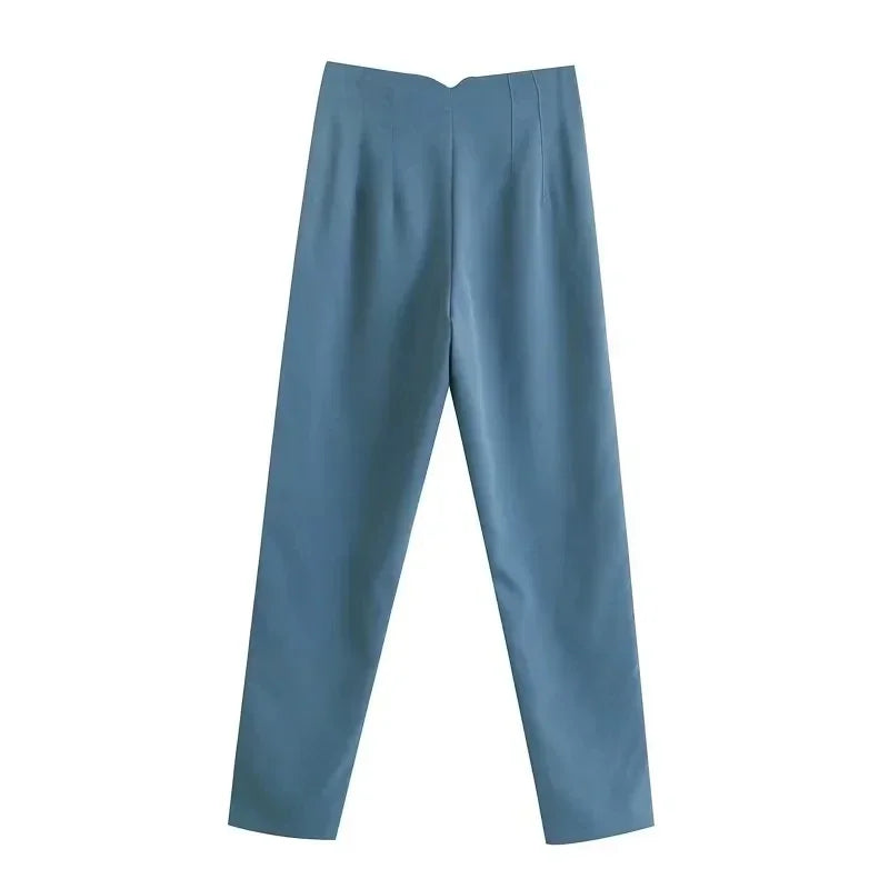 HXAO Office Wear Women'S Formal Pants Pleated High Waist Pants For Women Casual White Cropped Trousers Blackpink Woman Pants