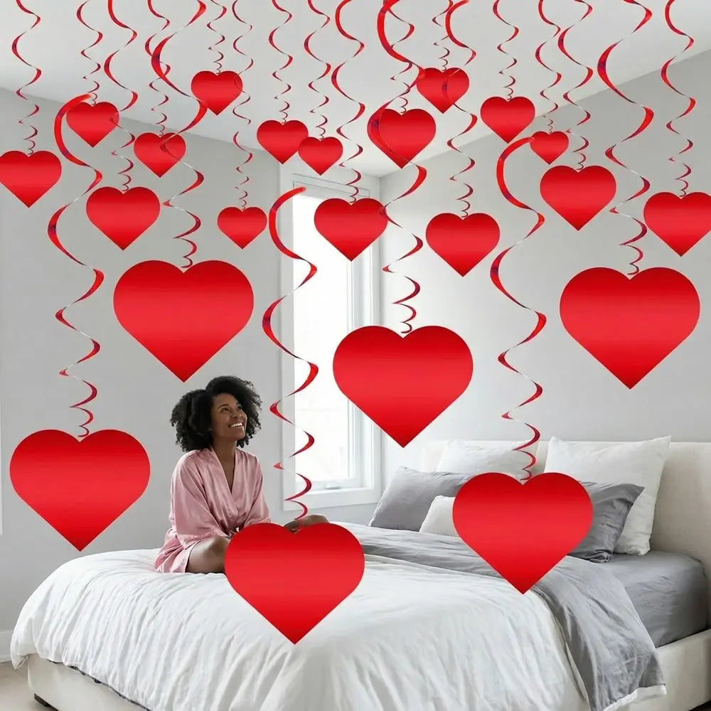 Romantic Valentine's Day Love Pulling Decorations DIY Love Flower Hanging Curtain Party Supplies Wedding