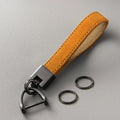 Car Key Chain Luxury Genuine Leather Keychain Pure Color Buckle Car Key Ring Car Accessories Gift Car Keychain
