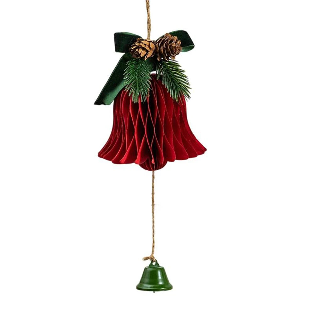 Seasonal Hanging Decorations For Honeycomb Paper Ornaments with Bell for Christmas Party Wedding New Year Baby Shower Office Use