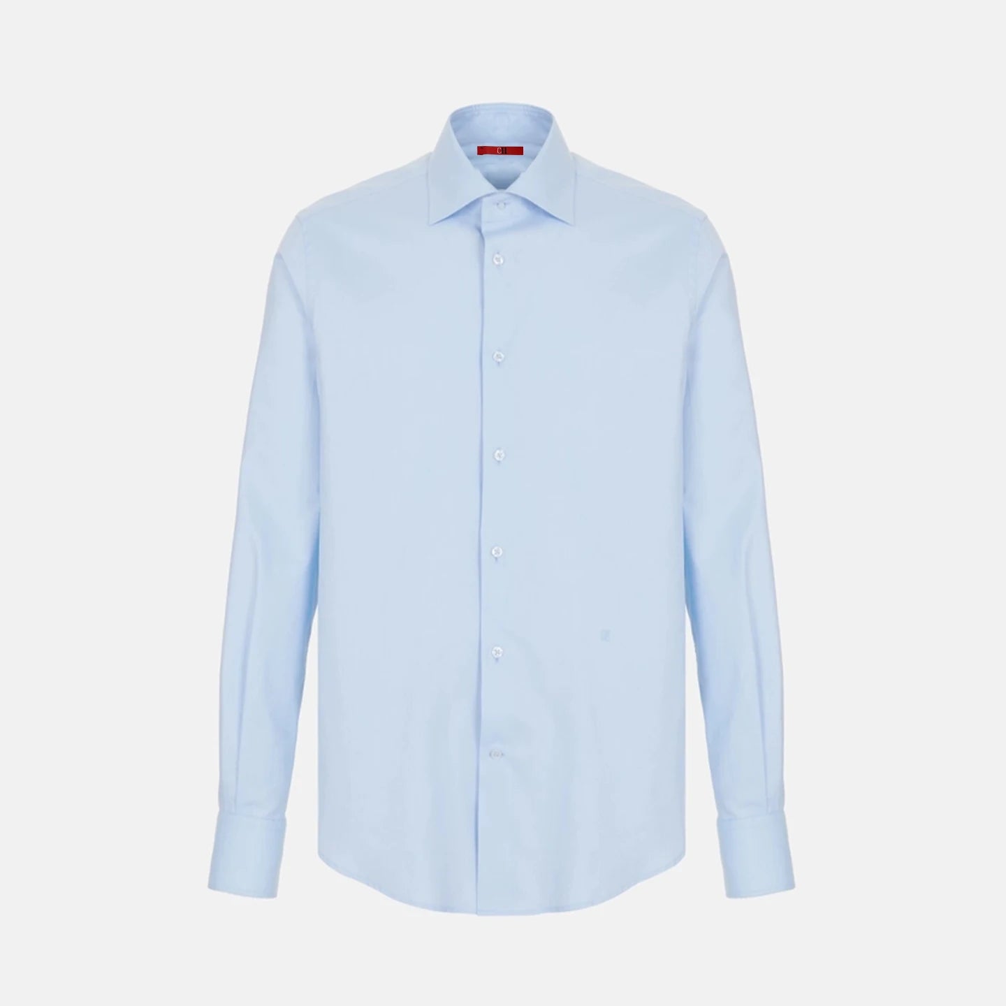 Helles blaues, langärmeliges Herrenhemd mit klassischem Kragen und weißen Knöpfen für Business-Casual.