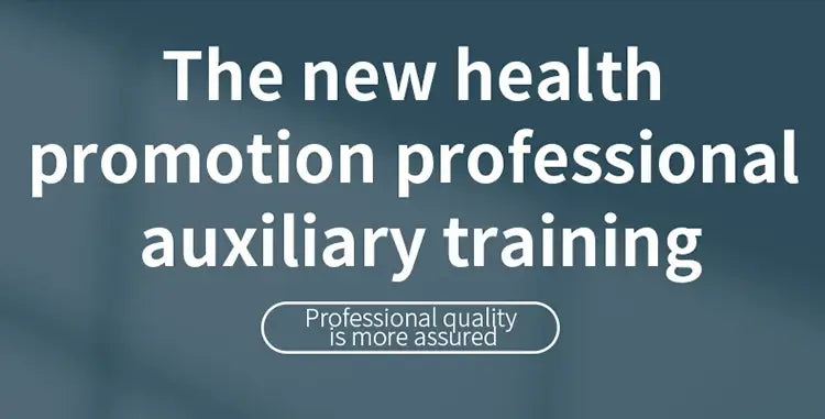 The health promotion professional auxiliary training advertisement displays bold white text on a muted blue background with the tagline professional quality is more assured promoting the respiratory trainer lung fitness device.