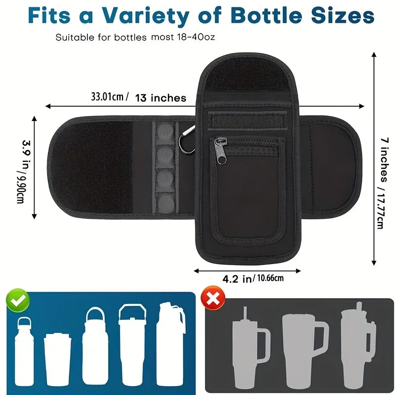 Fitness Bag Magnetic Water Bottle Holder | Adjustable with Phone Pocket | Suitable for 30/40 Ounce Sports Water Bottles