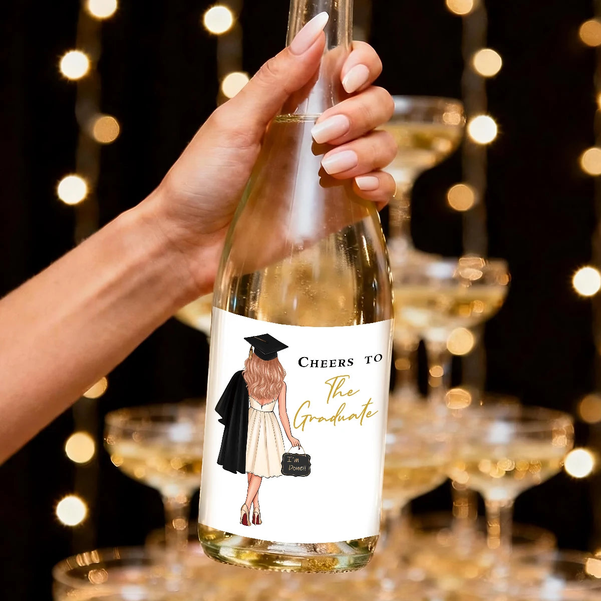 4pcs Graduation Wine Bottle Stickers,"Cheers To The Graduate""I'm Done!!",Decor Labels For High School&College Graduation Gifts