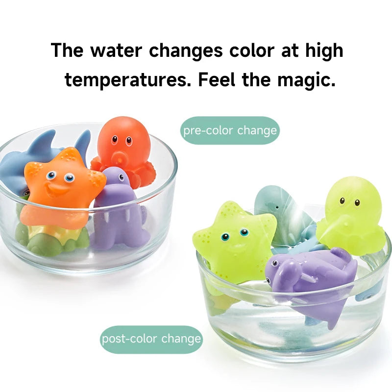 Baby Bath Toys Cute Animals Bath Toy Water Spray Bath Toys Swimming Toys Kids Floating Bath Toys with Fishing Net Fishing Toys