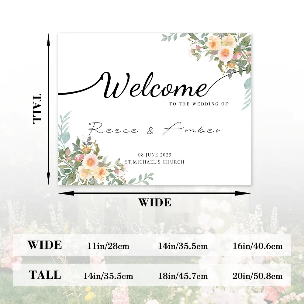 Custom Wedding Welcome Sign with Destination Personalized Name Date Poster for Wedding Reception Ceremony Engagement Party Decor