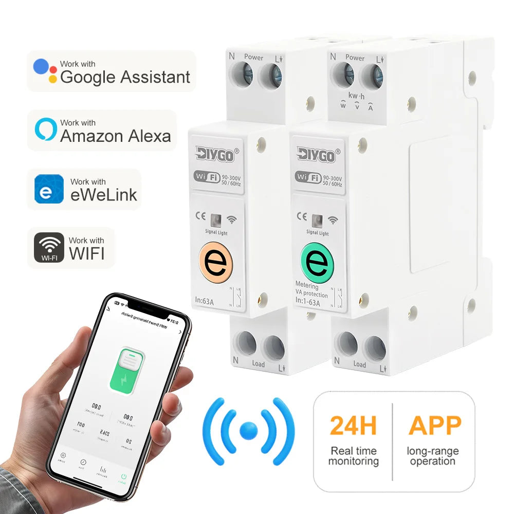 WIFI Smart Circuit Breaker DGB-63E/63ET eWeLink Metering Real-monitoring Energy Meter Timer Home Voice Remote Control Switch