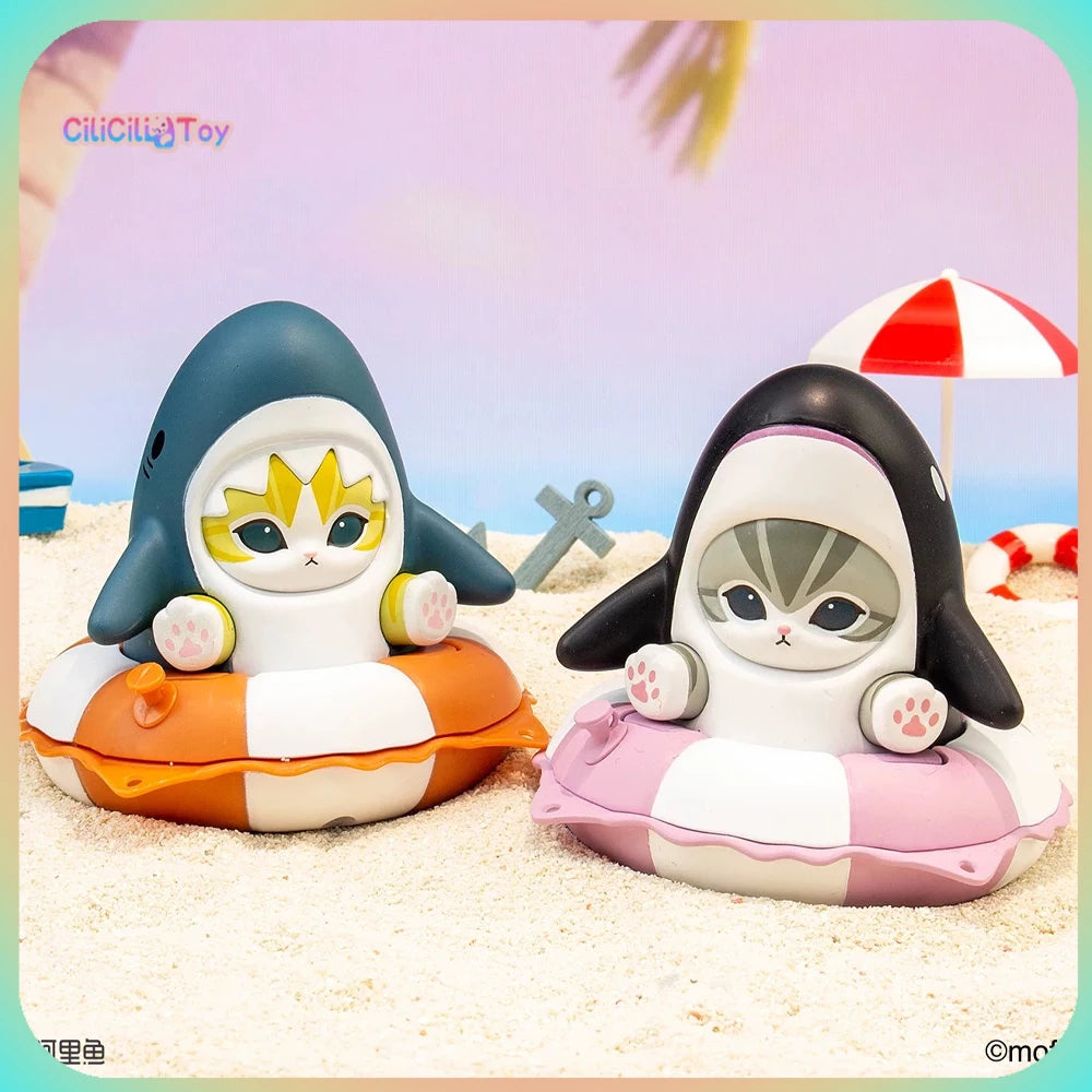 Genuine Mofusand Swimming Ring Series Blind Box Cute Collectible Figurines Desk Car Decor Collection Seal Mystery Box Kid Gifts