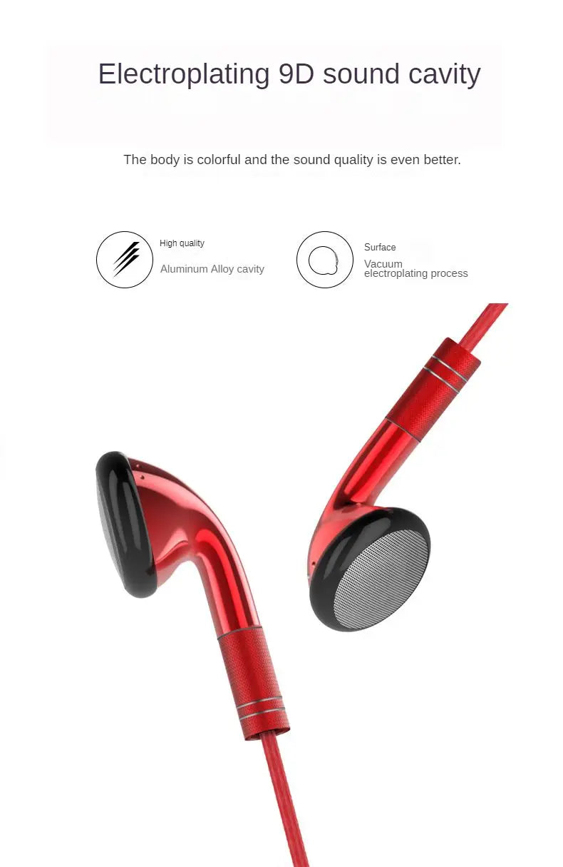 Los auriculares con control por cable rojos presentan un cuerpo de aleación de aluminio elegante con revestimiento electrolítico al vacío y un diseño de cavidad de sonido 9D, ideales para auriculares con control por cable para iOS y Android y para una calidad Hi-Fi en auriculares para iOS y Android.