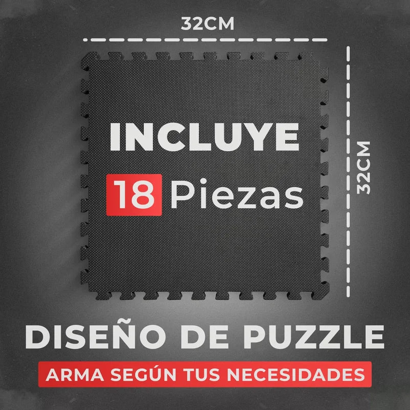 Gym floor set 18 pieces 32x32x1cm - fitness puzzle mat for floor - protective carpet at home Fitness Equipment Accessories
