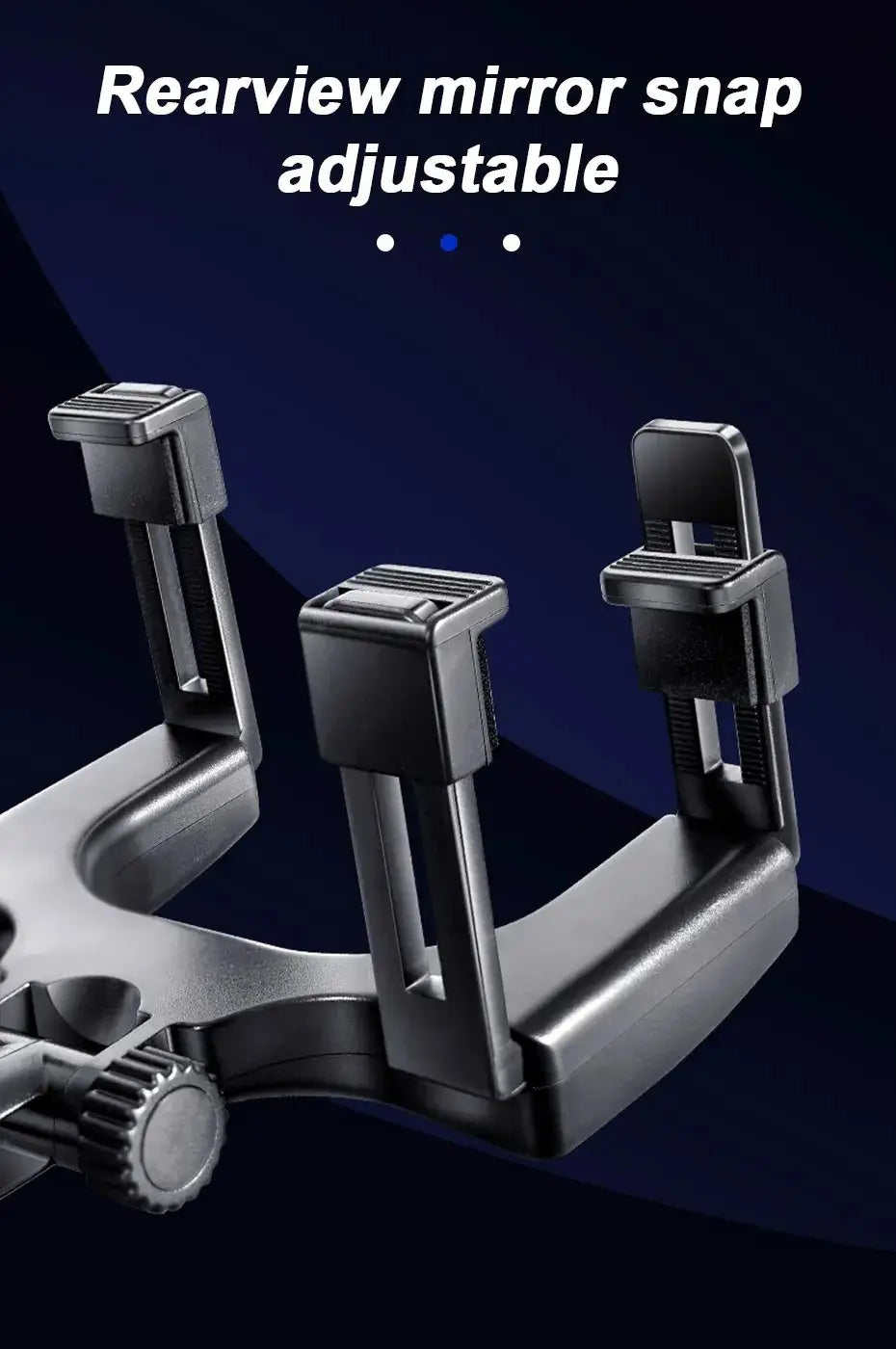 adjustable rearview mirror snap holder with a sleek metallic finish and ergonomic design compatible with a 360 degree foldable rearview mirror car phone holder.