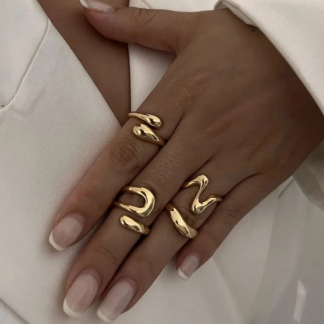 One Set Irregular Geometric Rings For Women Men Girls Punk Fashion Beach Style Gold Silver Color Knuckle Joint Ring