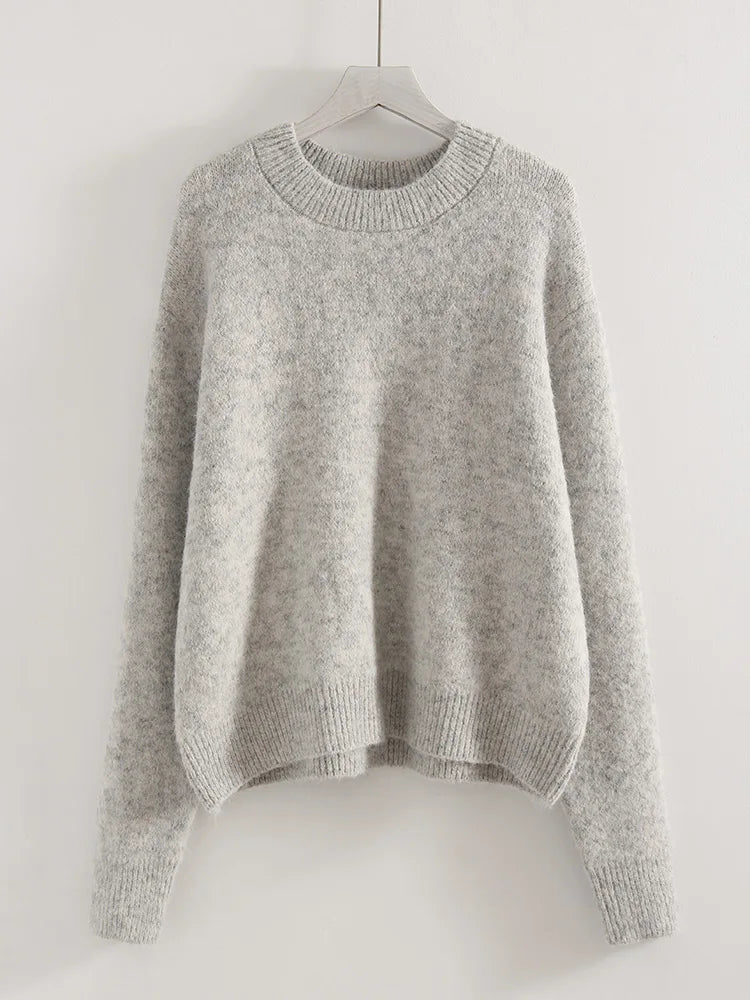 Women's Winter Sweater Warm Pullovers O Neck Knitwear Loose Knit Jumpers Basic Brown Sweaters For Women Winter Pink