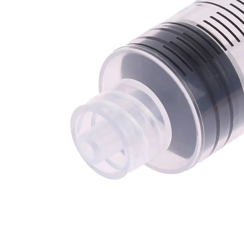 clear plastic oral syringe with black measurement markings and transparent plunger in 1ml 3ml and 5ml sizes for pet silicone nipple feeder use