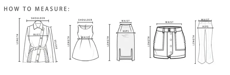 The image shows five garment measurement diagrams for a women s fuzzy turtleneck sweater winter warm knit top illustrating dimensions such as shoulder waist hips and length.
