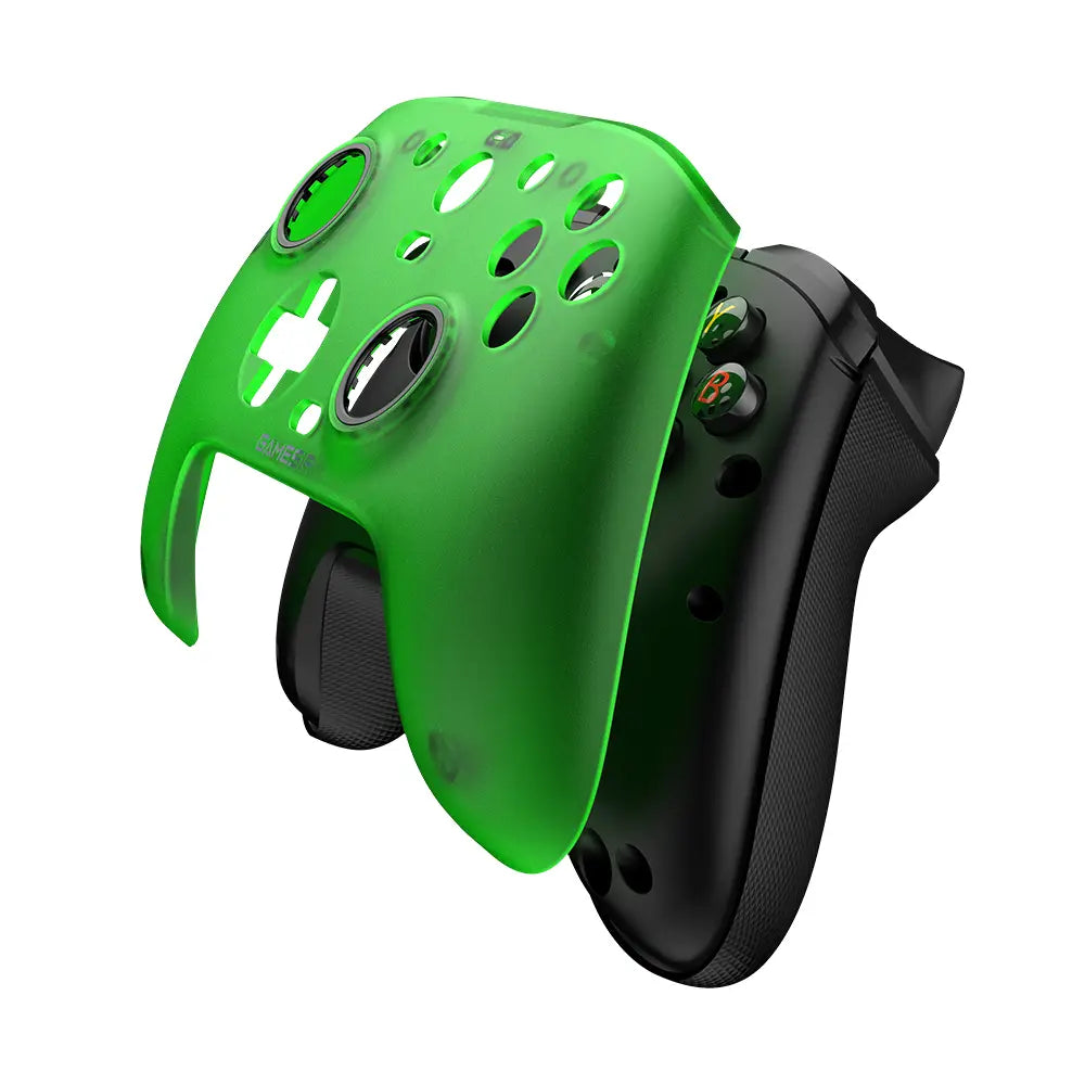 Vibrant green translucent plastic controller grip for Xbox controllers from the Gamesir G7 magnetic faceplate and accessories kit.