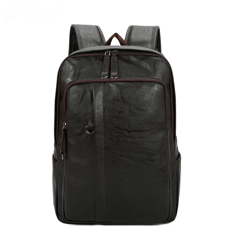 Large Capacity Leather Backpack High Quality Simple Male Bag Business Men Solid Vintage Casual Youth Leisure Travel Bags