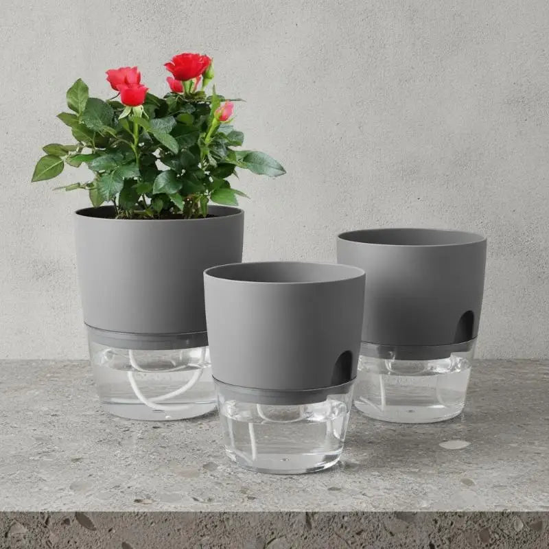 1Pcs Plastic Planters Transparent Self-Watering Plant Flower Pot Lazy Hydroponic Flowerpot Home Garden Decoraction Planters