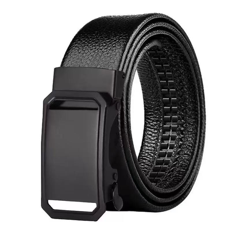 Ceinture en cuir pour hommes avec une ceinture en PU noire et une boucle automatique noire mate.