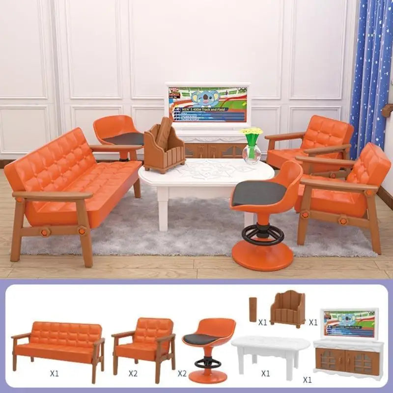 U13F Miniature Furniture Set for 1/12 Dollhouses Dining Room Kitchen Bathroom Living Room with Accessories for Scene Decors