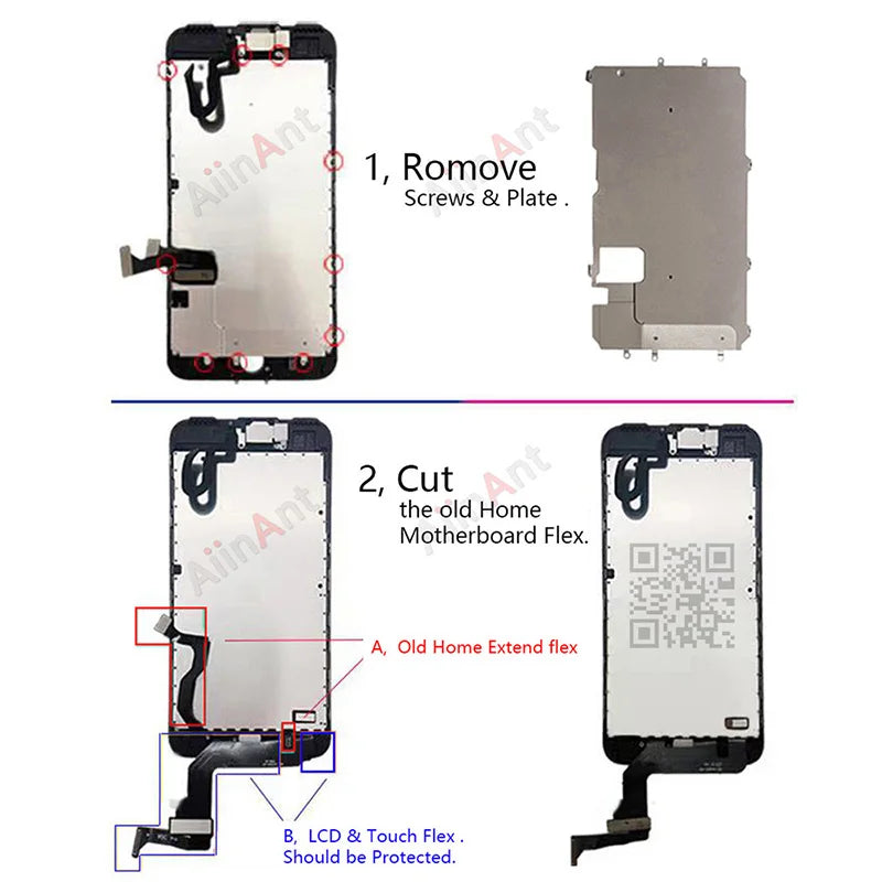 Waterproof Sticker + Flex For iPhone 7 8 6 6s Plus SE 2020 2022 2 3 Return Back Home Button Flex Cable Phone Parts