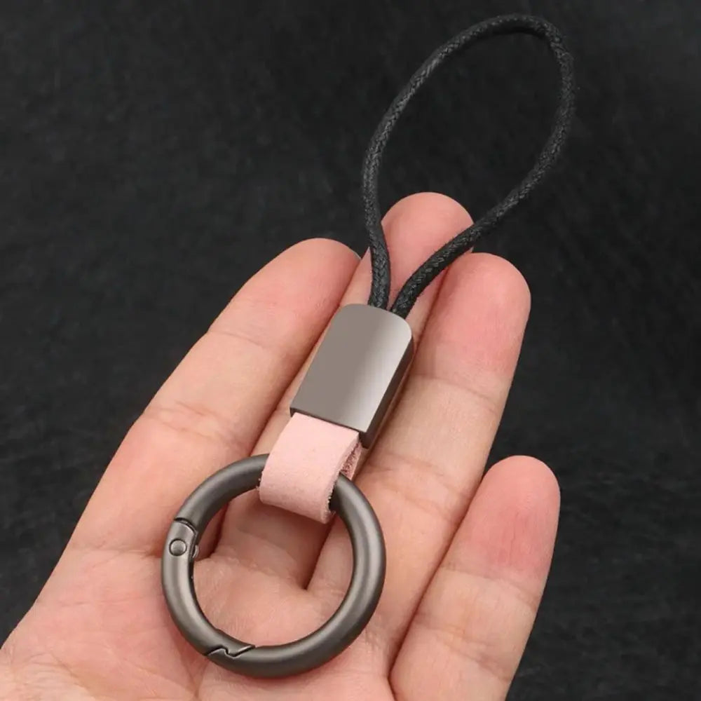 Alloy Leather Fur Keychain Anti-Lost Multifunctional Leather Waist Hanging Key Chain Business Style Carabiner Holder