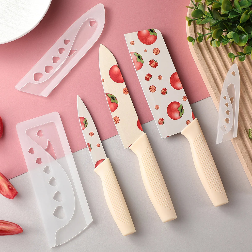 Kitchen Knife Set: Professional Small Kitchen Knife, Chef's Knife, Vegetable and Fruit Knife, Colorful Cooking Tools, Including