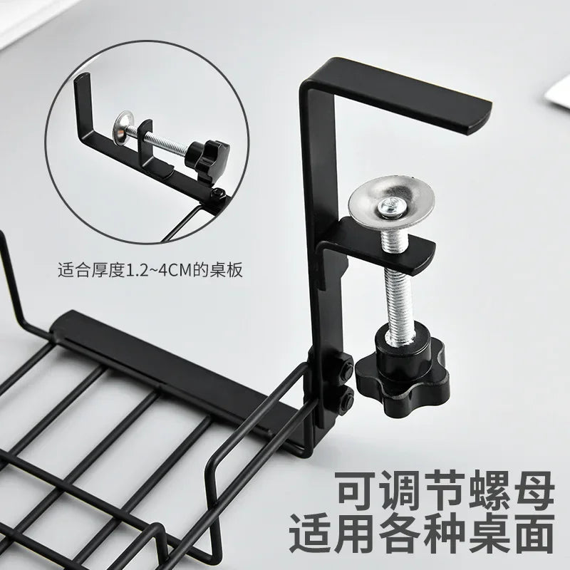 40cmCable Management Box Under Desk Cable Organizer Storage Shelf Desk Wire Management Cable Tray Under Desk No Drill Metal Rack