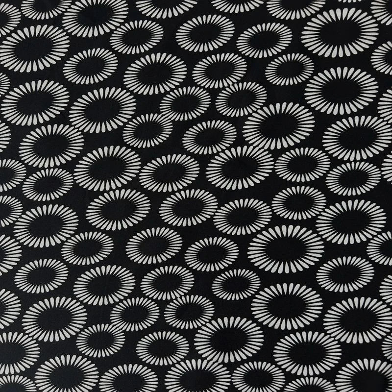L100cm X W150cm Black Curtains Fabric Handmade Sewing Home Print Retro Summer Breathable Fashion DIY Craft Textile Art Material